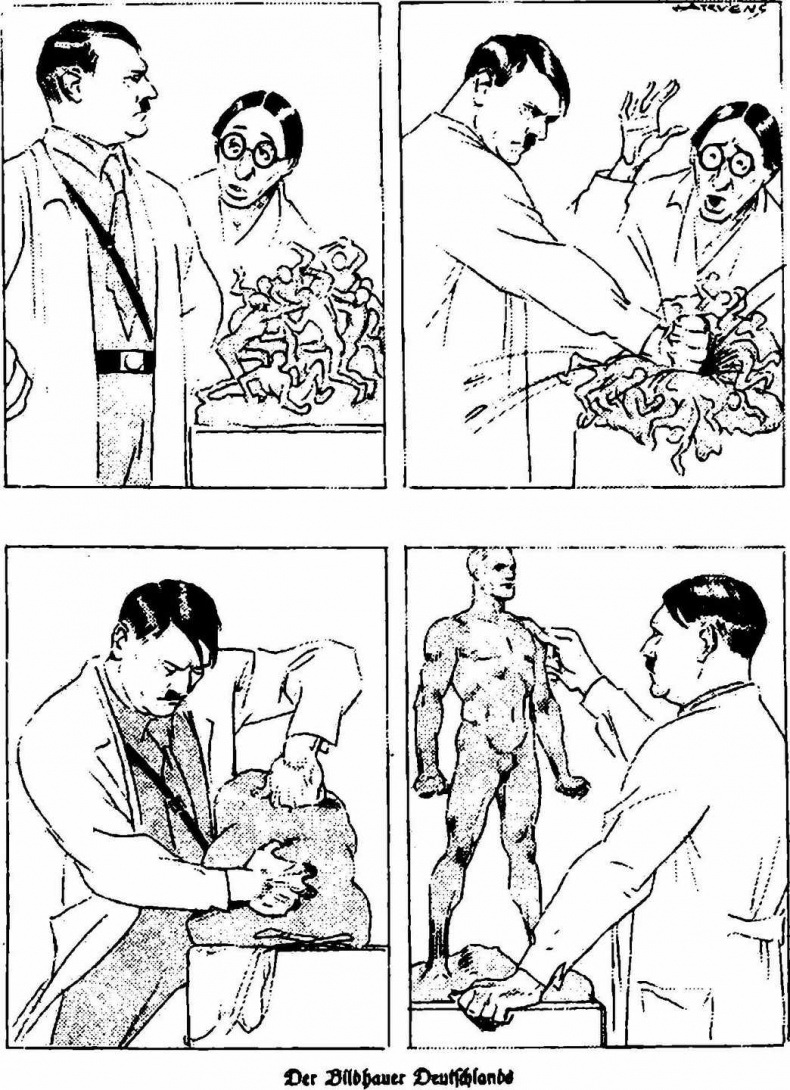 Нацистская карикатура 1933 года. Гитлер представлен в образе скульптора