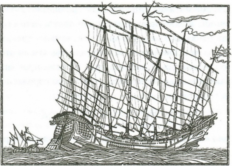 Корабль Колумба (слева), корабль китайского флота (справа)